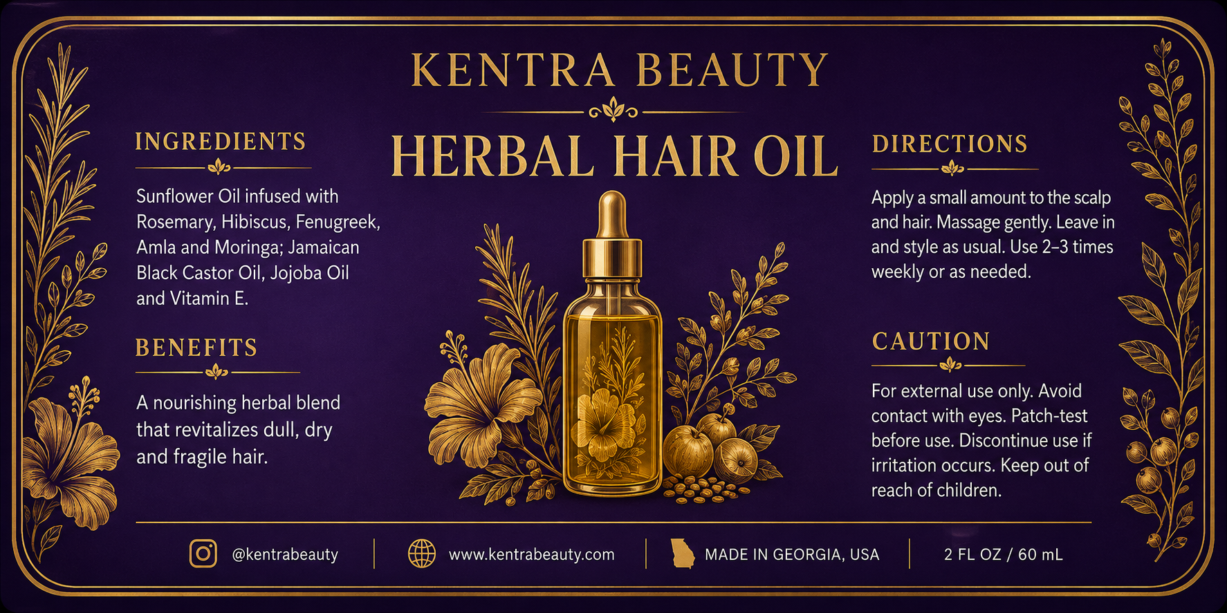 Herbal Hair Oil Label Graphic