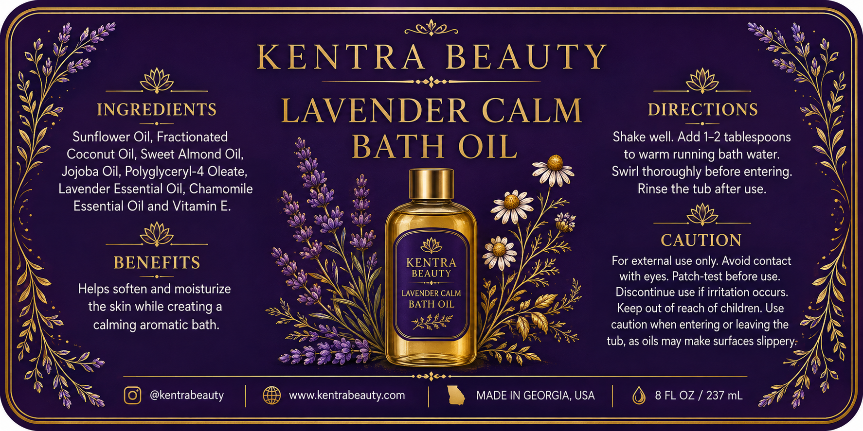 Lavender Calm Bath Oil Label Graphic