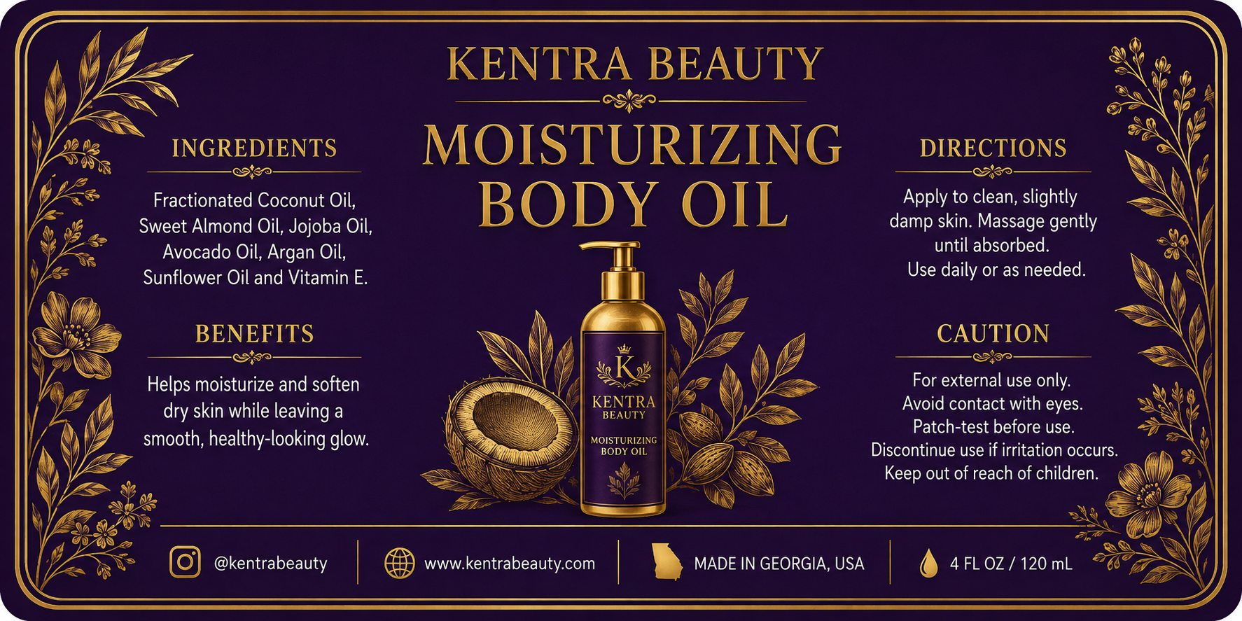 Moisturizing Body Oil Label Graphic