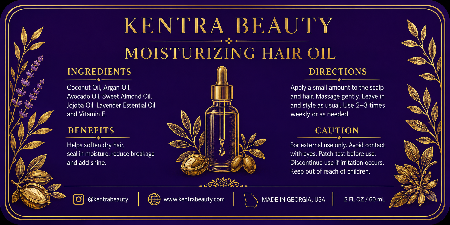 Moisturizing Hair Oil Label Graphic