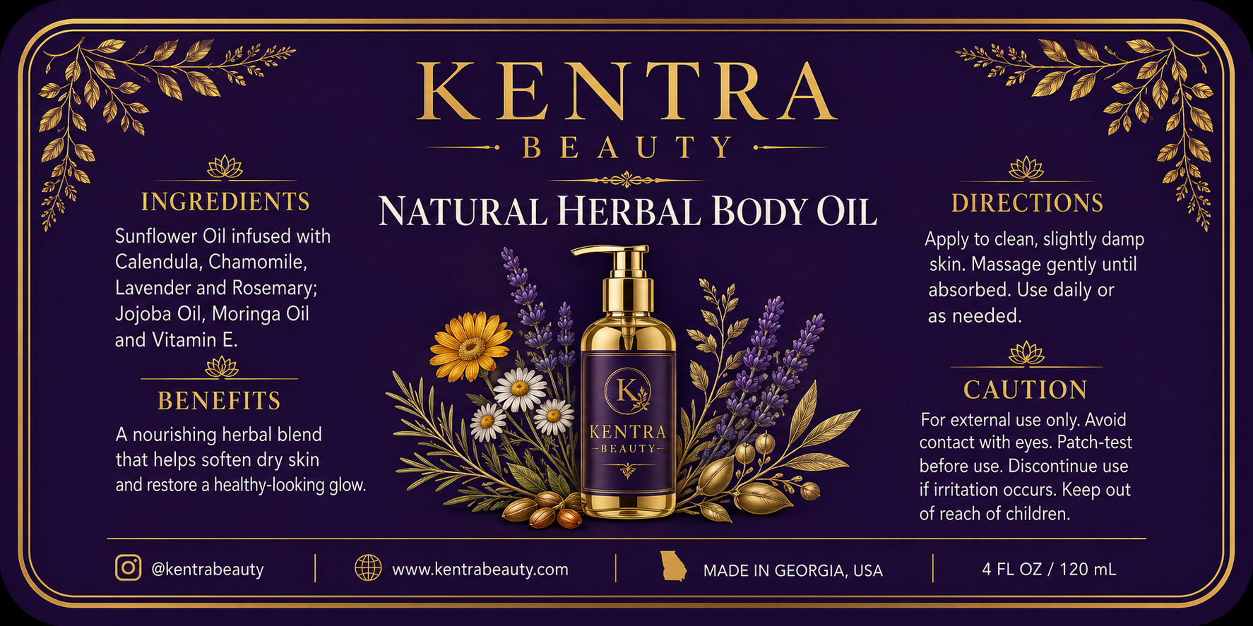 Natural Herbal Body Oil Label Graphic