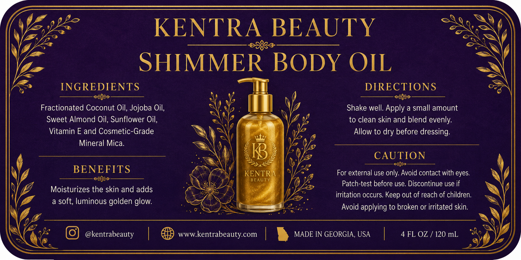 Shimmer Body Oil Label Graphic