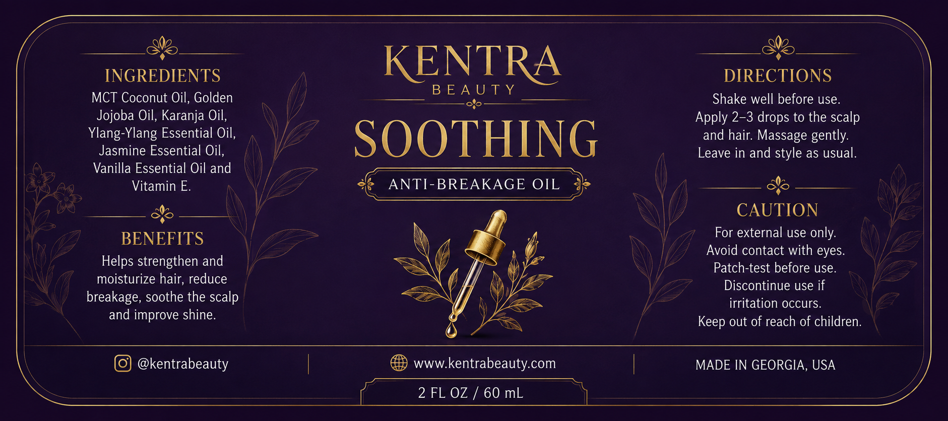 Soothing Anti-Breakage Oil Label Graphic
