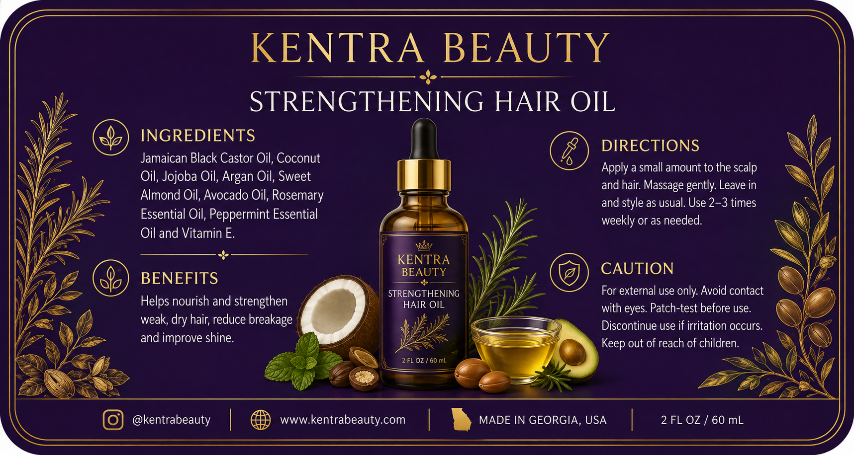 Strengthening Hair Oil Label Graphic